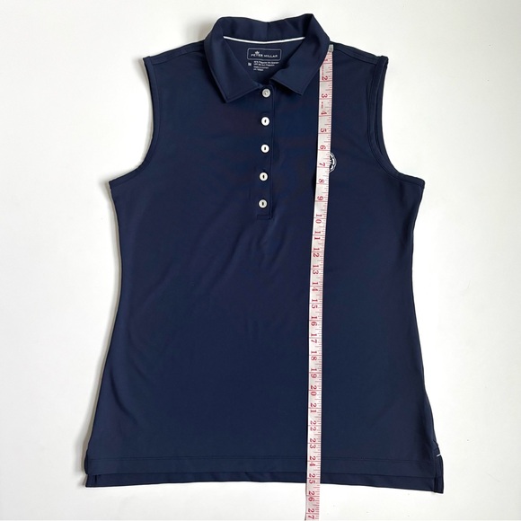 Peter Millar Golf Banded Sport Sleeveless Button Golf Shirts in Navy Blue Medium - Picture 10 of 17